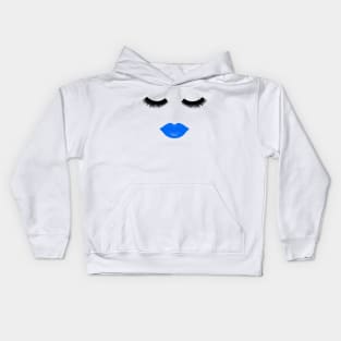 Lips and Eyelashes Blue Kids Hoodie